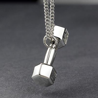European and American Fashion Fitness Sports Dumbbell Necklace Men's Domineering Korean Version