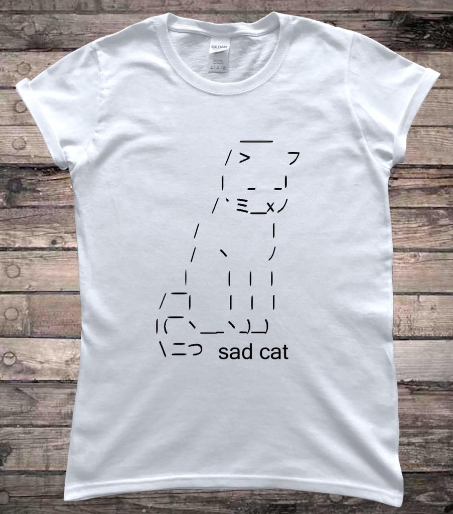 Sad Cat Ascii Art Meme Funny Cat Lady T-Shirt