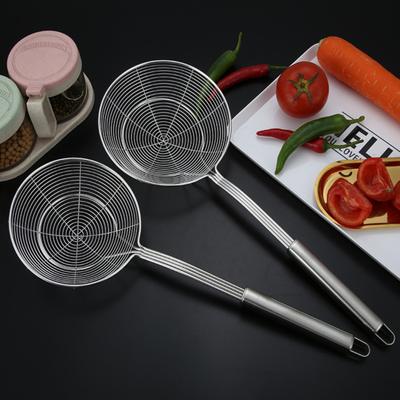 Stainless Steel Slotted Spoon Fine Mesh Anti-scald Long Handle Heat Resistant Frying Food Oil Grease Fat Skimmer Strainer