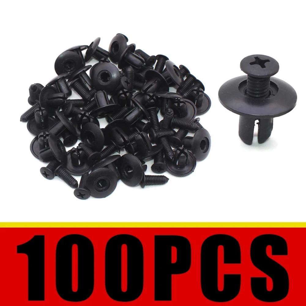 

100Pcs 8mm Black Plastic Car Fastener Clips Rivets, Screw Fasteners for Car Bumper Fender, For Toyota Focus Kia Nissan Yamaha