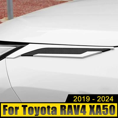 ABS Carbonio Auto Anteriore Faro Lampada Palpebre Guarnizione Copertura Rivestimento Per Toyota RAV4 XA50 2019 2020 2021 2022 2023 2024 RAV 4 Ibrido