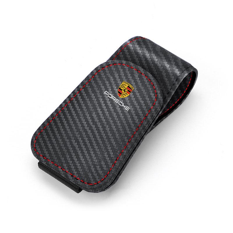 ABJJ1 Car Glasses Sun Visor Box Auto Sunglasses Clip Card Accessories For Porsche Cayenne Panamera Macan 911 718 Taycan Boxster Cayman