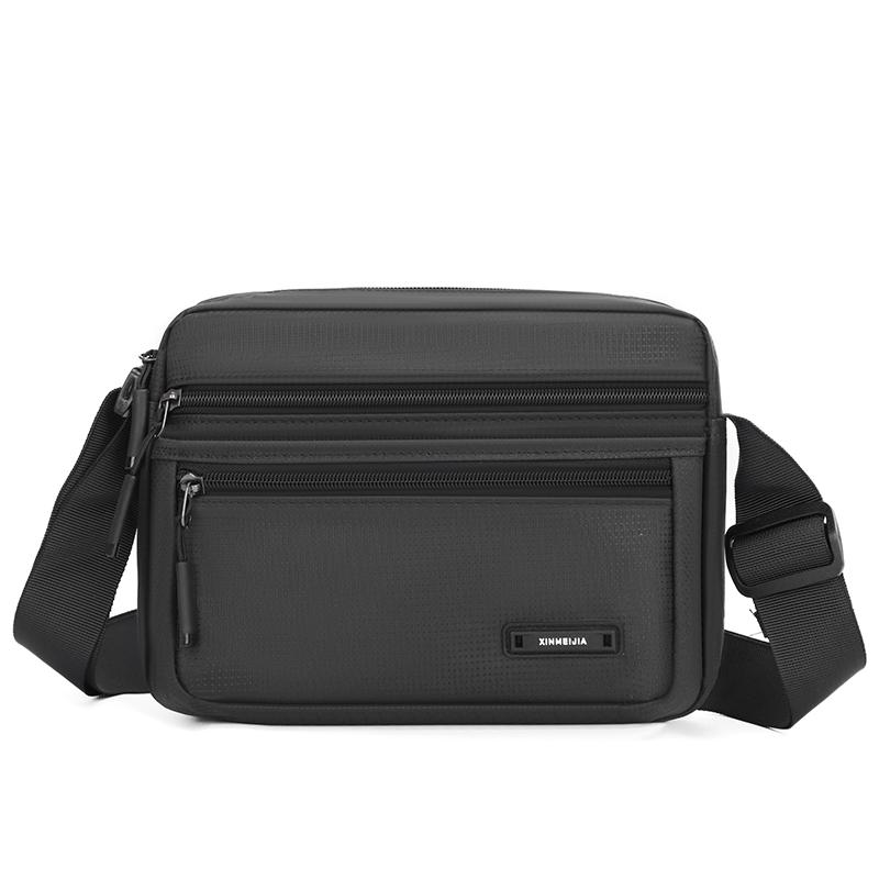 Men's Oxford Cloth Crossbody Bag - Slim Multi-Zip Shoulder Bag for Daily/Commute (3 Color Options)