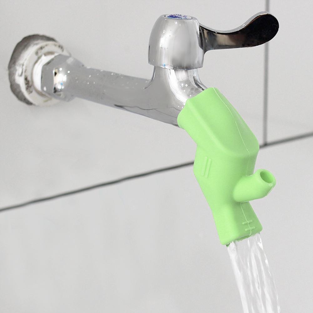 Silicone Faucet Extender Spout Extender for Sink Faucets Hand Washing for Kids (Green)