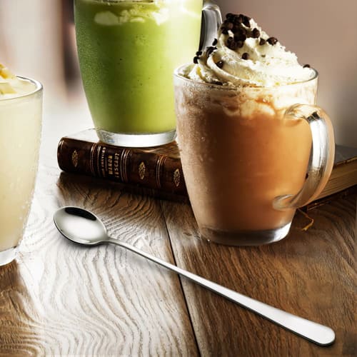 AOOSY Muddler Spoons, Set of 4, 22.7cm, Stainless Steel, for Buffet, Soda, Yogurt, Iced Coffee, Long Spoons, Mirror Finish, for Adults, Kids, and Fami