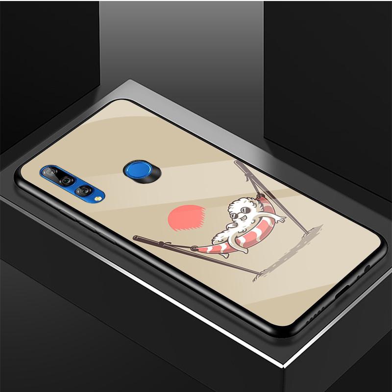 Kreskówkowe sushi Hartowane Szkło Etui na Telefon Dla Huawei honor 8X 9 10i 20i 20Lite 20Pro 30 Pro Pokrowiec