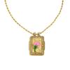 18K Gold-Plated Enamel Tarot Card Flower Pendant Necklace