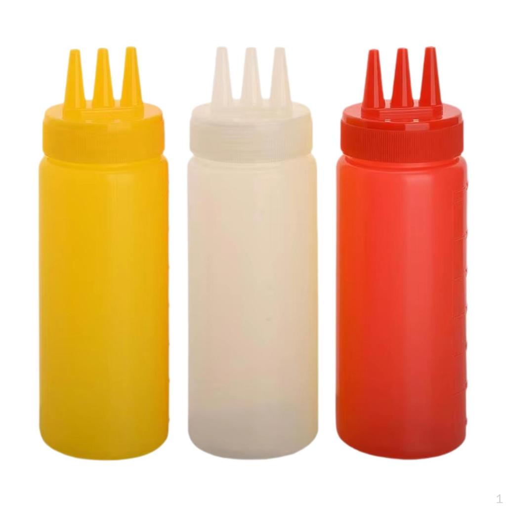 3 Condiment Bottles, Dispenser, Refillable, Empty, for Restaurants, Syrup, Ketchup Travel