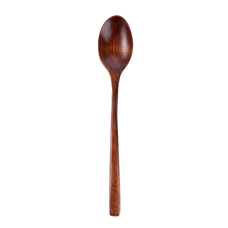 Nanmu Wooden Spoon with Flat Handle - Solid Color, Household Use, Suitable for Soups, Kids' Meals, and Honey.