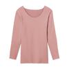 Gunze Kirei Labo Warm Cotton Size M Innerwear, Seamless, Blend, Thick, Brushed, Warm, Long-Sleeve Innerwear, KL9946R, Women's, Off-Pink,
