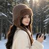 Fashionable Knit Hat Women Trapper Hat Wool Blend Knitted with Ear Flaps Fuzzy Cold Weather Headwear Trim Warm Winter for Hiking Skiing Outdoor