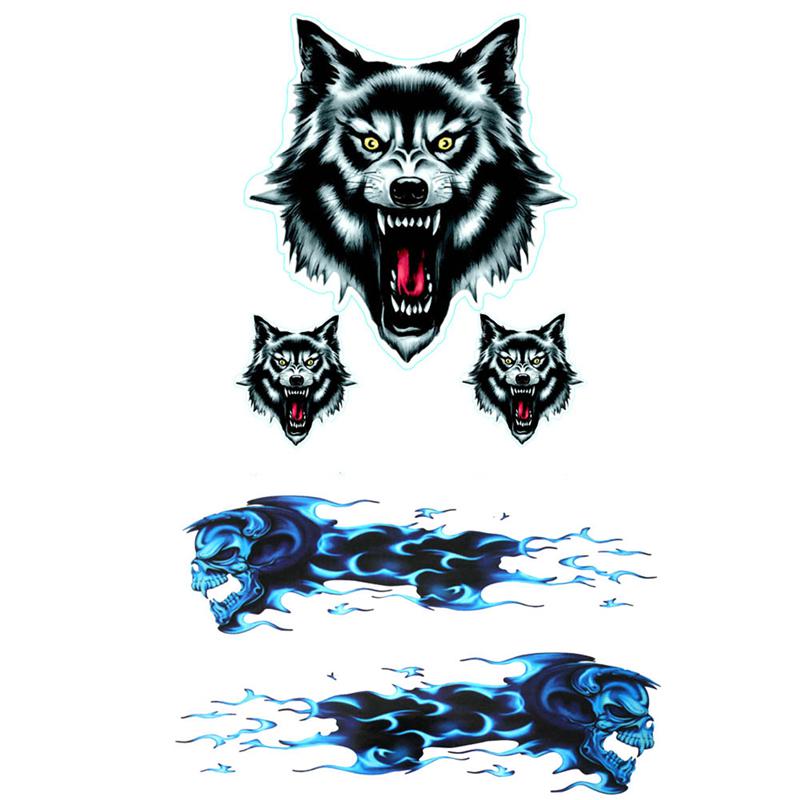 SkinoEu® 2 x Autocollant Stickers Skull Crâne et Flammes Décoration Car Voiture Camion Fenêtre Porte Auto Moto Vélo Tuning B 139