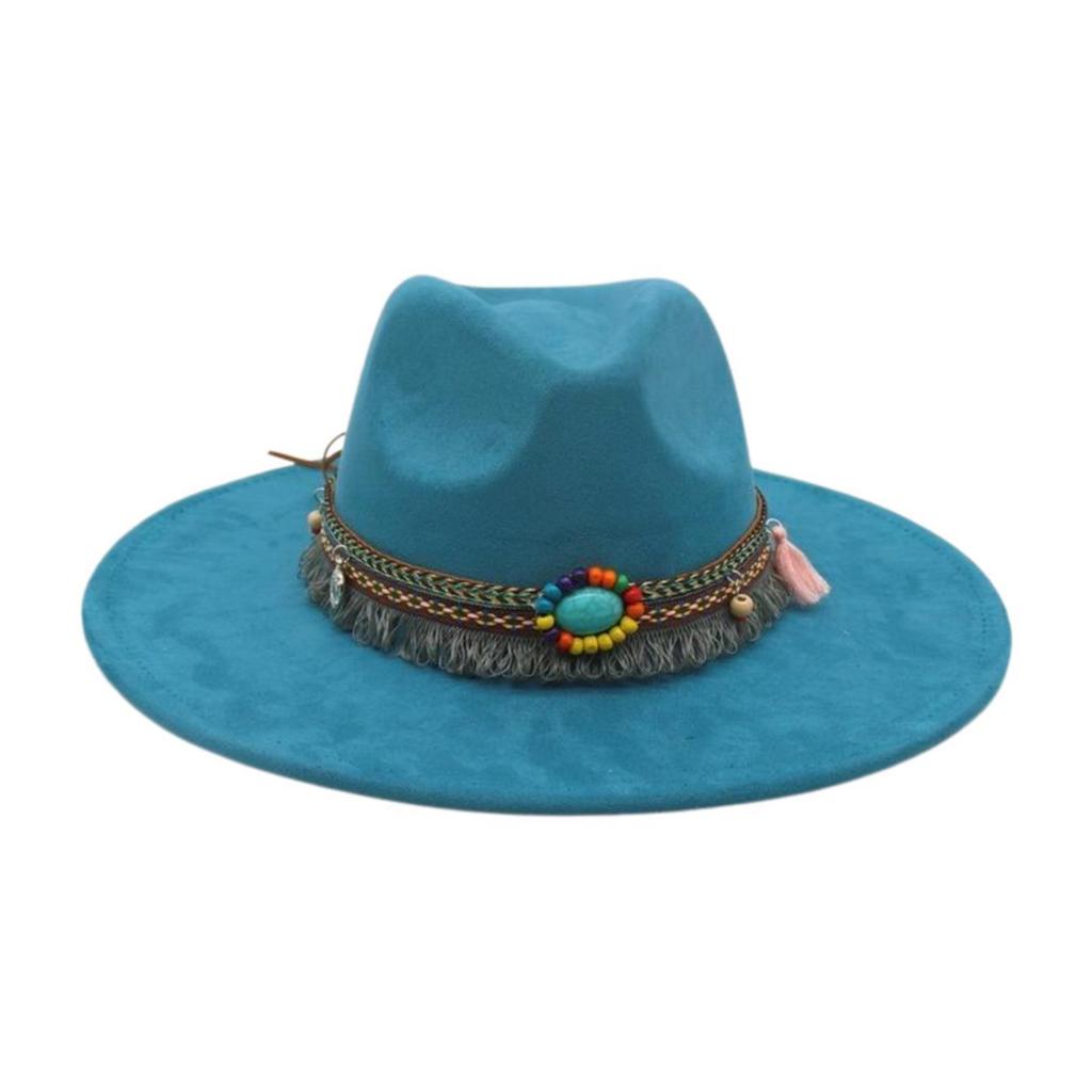 Round Flat Brim French Ethnic Style High-End Top Hat New Stage Jazz Hat Western Cowboy Hat
