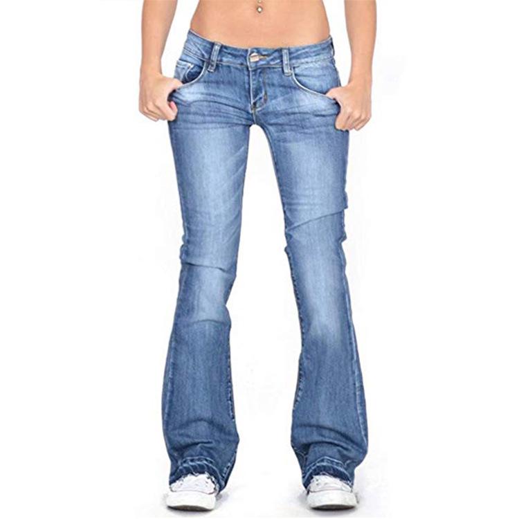 Frühling Sommer Schwarz Hüftjeans Damen Lässig Vintage Skinny Schlaghose Mom Koreanisch Slim Denim Y2k Lange Hose S