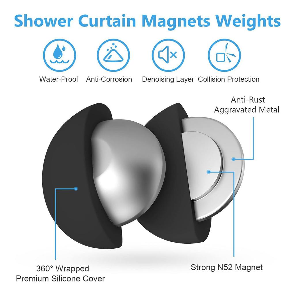 10 Pcs Windproof Magnetic Shower Curtain Weights Silicone Wrapped Magnetic Tablecloth Clips Avoid Blowing Around