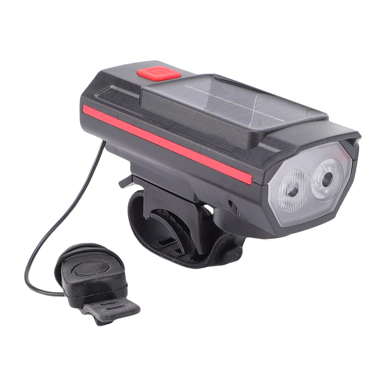 Solar Bike Front Light High Brightness Night Cycling Mountain Bike Headlight with 120dB Horn