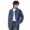 Men's American Heavyweight Raw Edge Washed Denim Jacket - Retro Workwear Style, Loose Fit