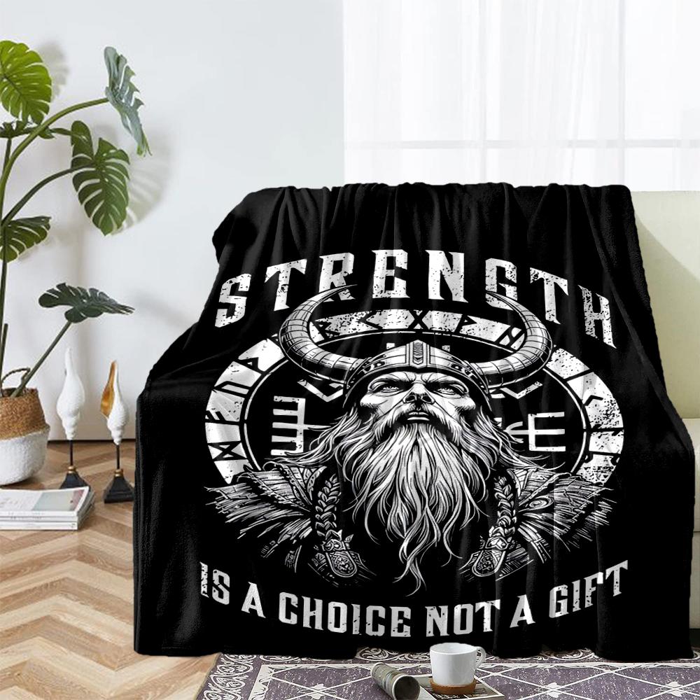 Viking Theme Printed Blanket - Perfect for Couch, Bed, Travel & Outdoor Use | Machine Washable, Cozy & Durable.