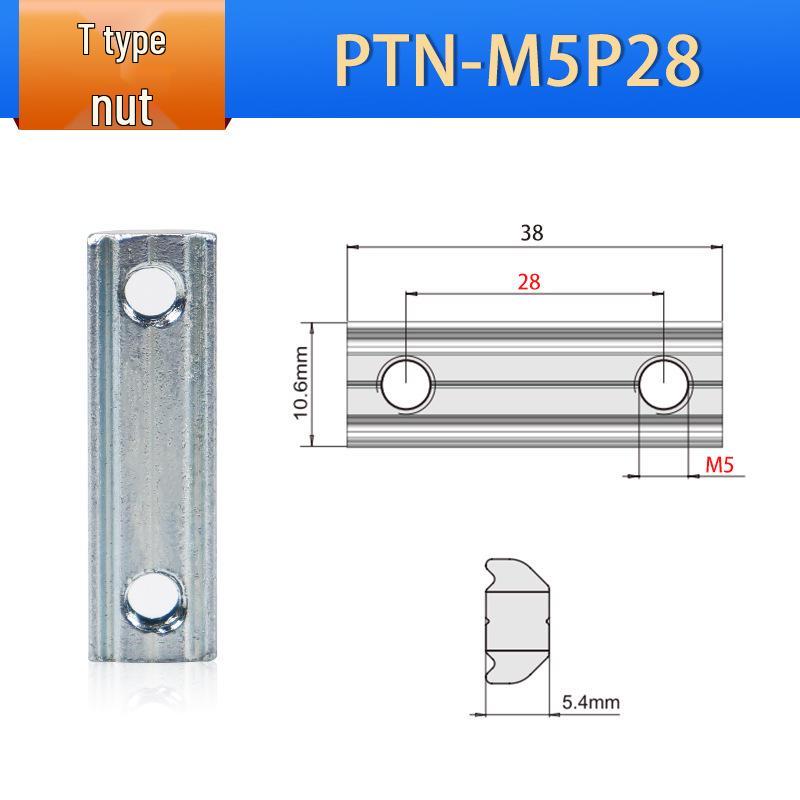 Leidun Euro Standard Aluminum Profile T-Nut Slider PTN-M4-M6, High Wear Resistance.