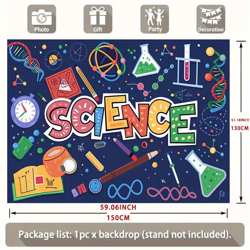 2D Colorful Science Elements Backdrop for Science Themed Party Decoration