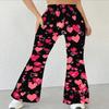 Pantaloni a zampa casual a vita alta da donna, Pantaloni a campana Streetwear con stampa floreale