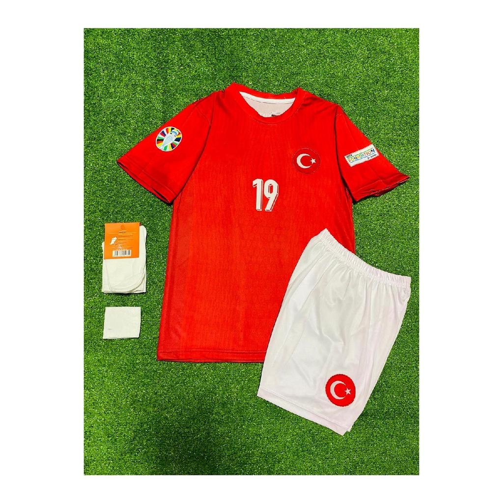 Turkey Euro 2024 Kenan Stars Children's Jersey 4 -set (euro 2024 Patch) Red Red