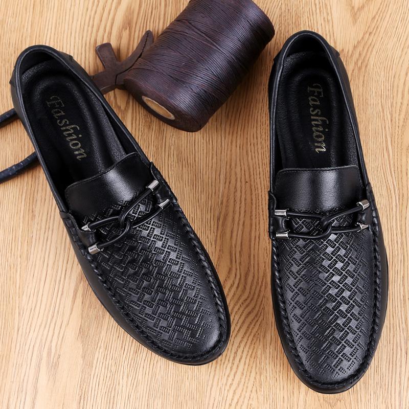 

Fashion Luxury Soft Flats Genuine Leather Shoes Men Round Toe Moccasin Loafers Man Casual Shoes Fashion Quality Footwear Designer Shoes 37