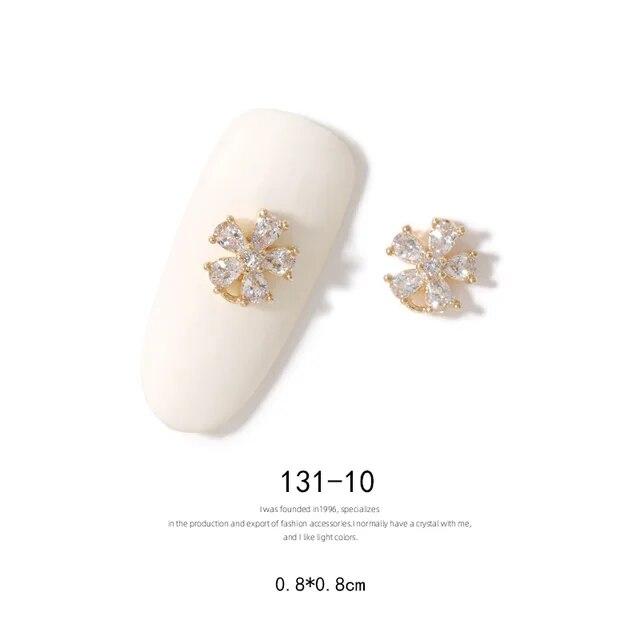 2pieces 3D Metal Zircon Nail Art Jewelry Japanese Nail Decorations Top Quality Zircon Crystal Manicure Zircon Diamond Charms