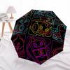 1pc Neon Characters Auto Open/close, All-Season Portable Folding Umbrella for Women & Men, Travel, Everyday, Formal Events - Compact Luxury Parasol, O