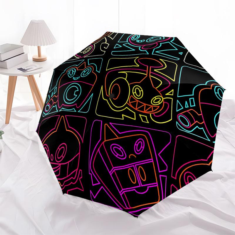 1pc Neon Characters Auto Open/close, All-Season Portable Folding Umbrella for Women & Men, Travel, Everyday, Formal Events - Compact Luxury Parasol, O