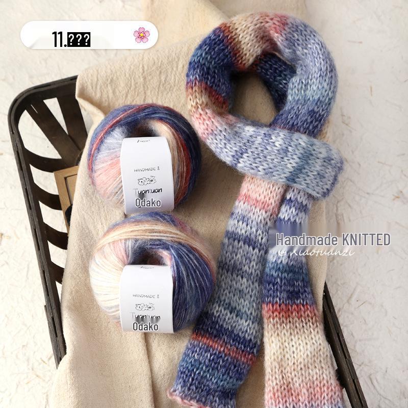 Silk Gradient Rainbow Mohair Yarn Pack for Hand-knitted Scarf/Shawl