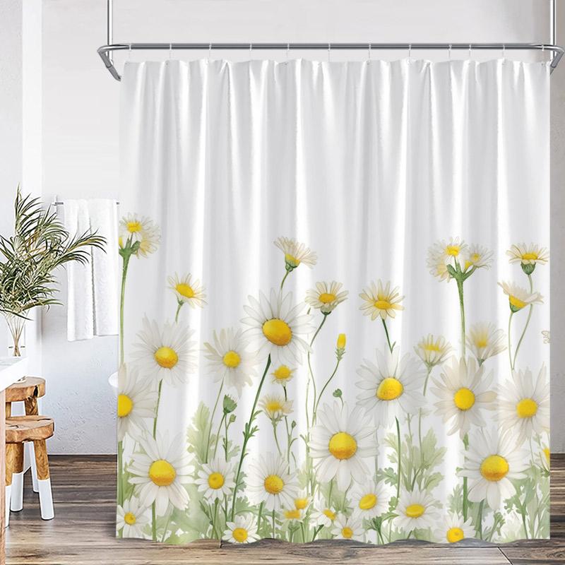 Butterfly Floral Shower Curtain Green Leaves Flowers Dragonfly Watercolour Plants Bath Curtains Polyester Fabric Bathroom Decor