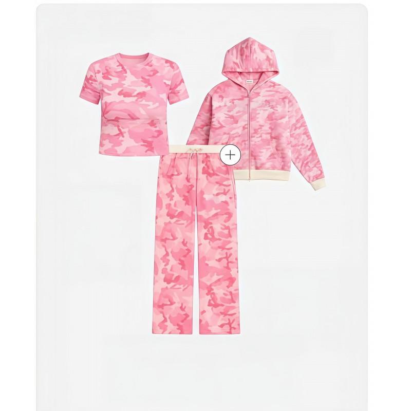 Womens 2-Piece Printed Sweatshirt Set Elegant Street Style Loose Fit Hooded Outfit Youth