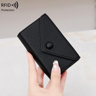 Hot-selling New Lychee Pattern Soft Leather Lightweight Portable Small Card Bag Female Anti-theft Brush Organ Card Bag