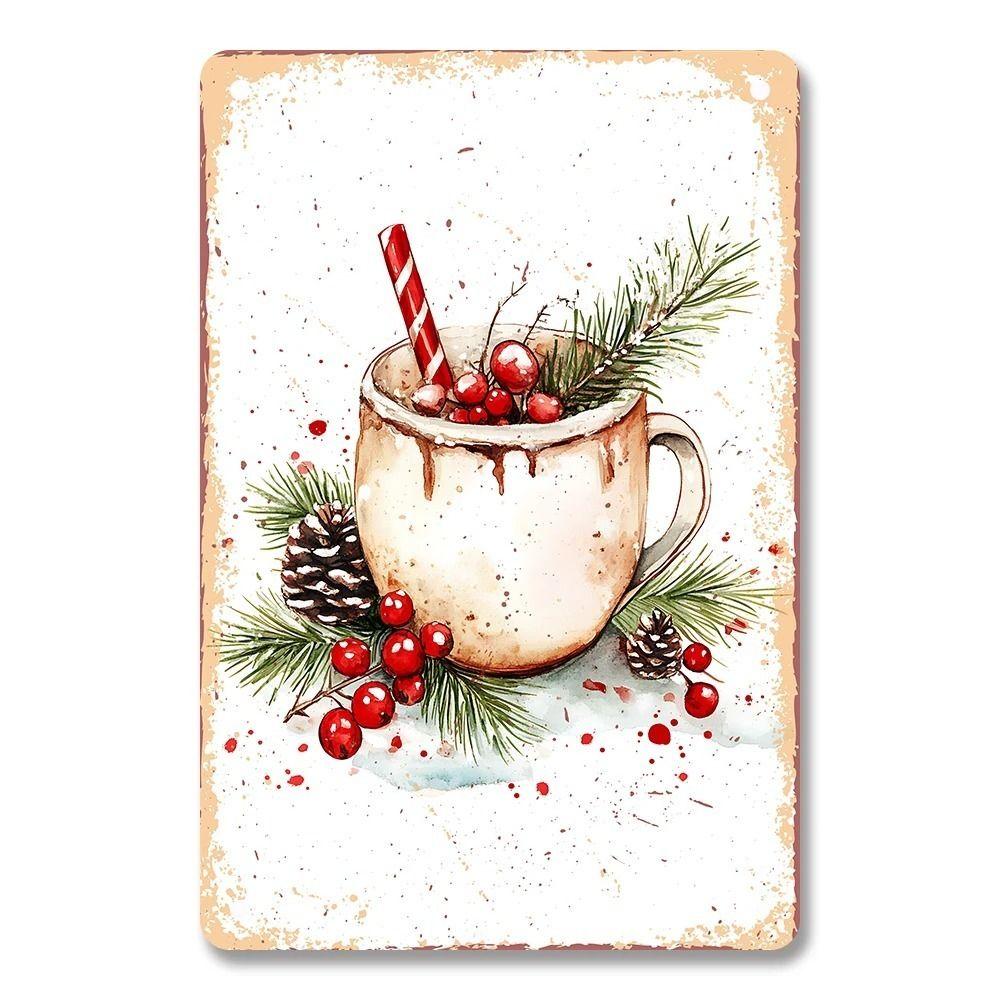 Vintage Christmas Metal Tin Sign Home Festive Wall Decor
