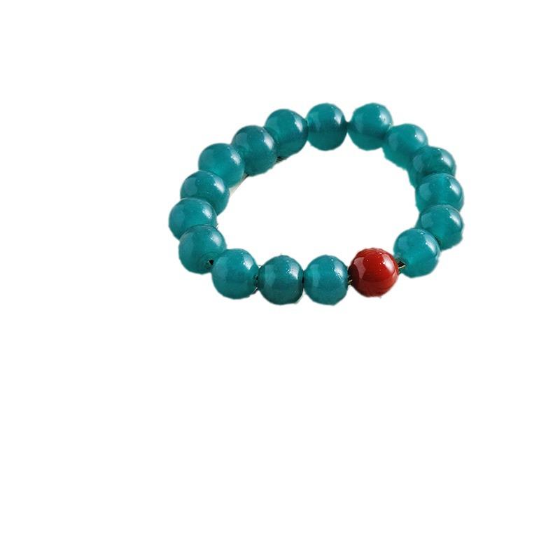 Pulsera de Cuentas de Buda de Vidrio Retro Zibo Boshan - Cuerda Hecha a Mano Verde Lago