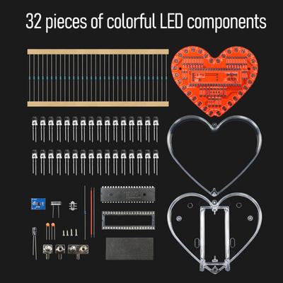 Progetto di Saldatura LED a Forma di Cuore per Principianti Studenti LED RGB Kit Elettronico Fai-da-te Regalo di San Valentino per il Tuo Amore