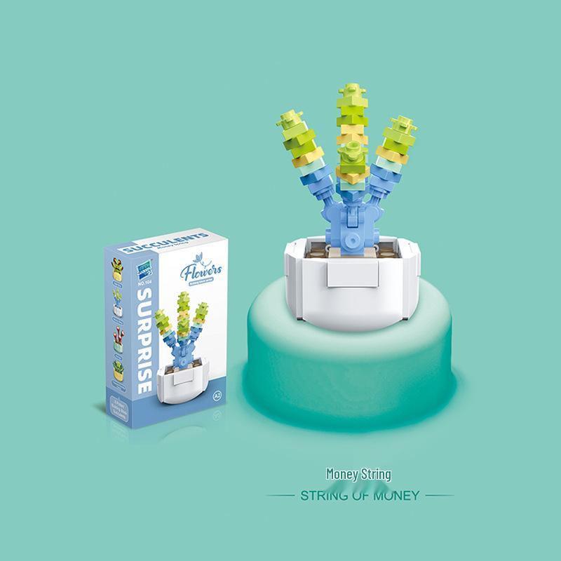 Kids' Educational Interlocking Building Blocks - Flower Potted Plant (Rose & Epiphyllum) Compatible with Top Building Block Models