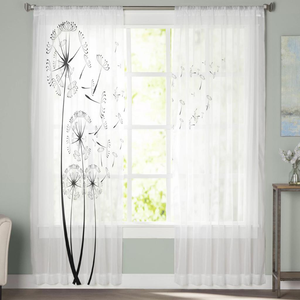 Dandelion Flower Sheer Curtain Modern Tulle Window Treatment For Living Room Bedroom Kitchen Home Decor