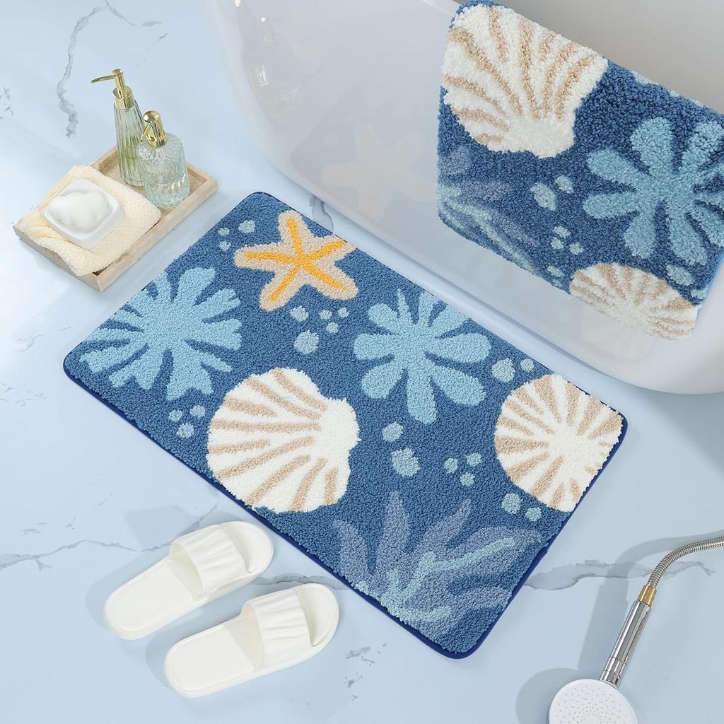 Seashell Super Soft Anti Skid (40x60 Cm) Super Absorbent Mats Microfibre 2000 GSM Mat for Bathroom/Bedroom/Kitchen/Door Mat/Floor Mat (Pack of 1)