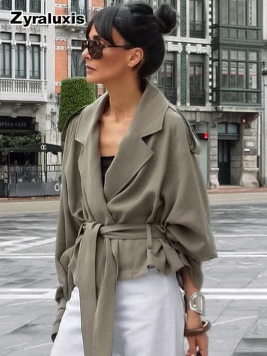Autumn Elegant Oversized Collar Tie Waist