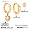 Women Heart Zircon Earrings 3 Pcs Set Minimalist Gold PVD Plated Waterproof Jewelry Ideal for Birthday Gift