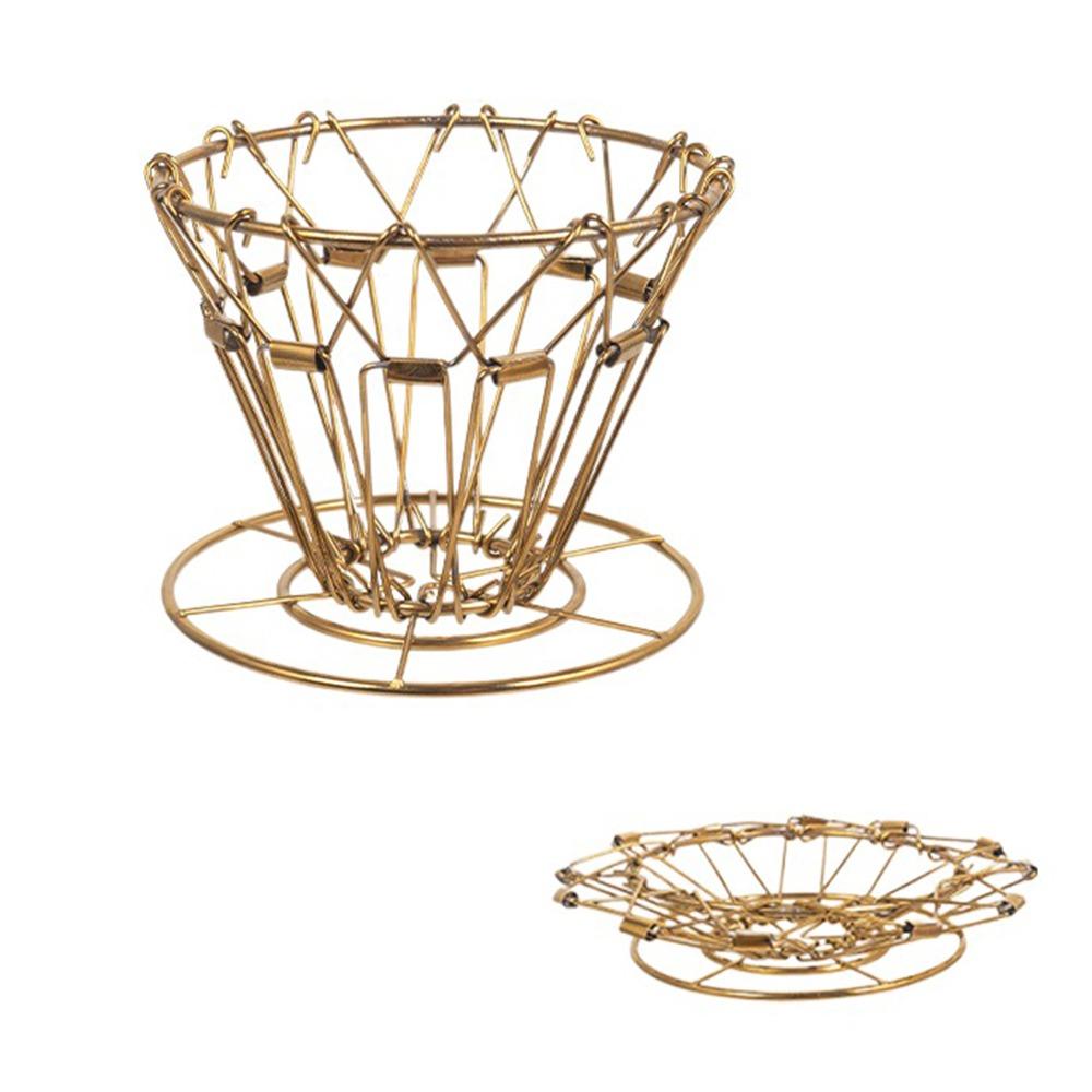

Stainless Steel Foldable Coffee Drip Stand Reusable Handheld Coffee Filter Paper Holder Adjustable V-shaped золотий