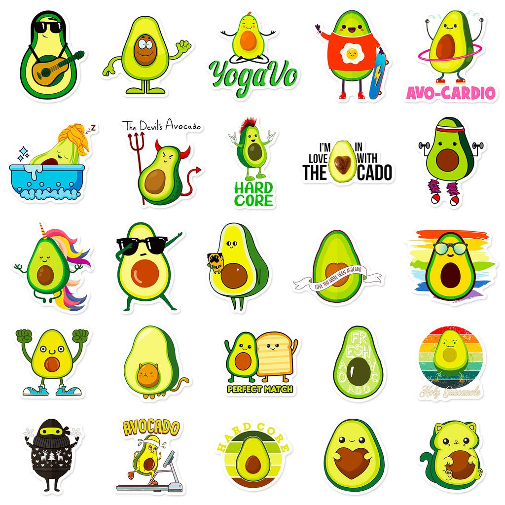 50 Avocado Stickers New Internet Celebrity Cartoon Cute Fruit Avocado Avocado Creative Car Stickers