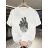 European sizes Fashion Printed Short-sleeved T-shirt for Men in Summer Heavy Pure Cotton Korean-style Japanese-style Printed Versatile Tops