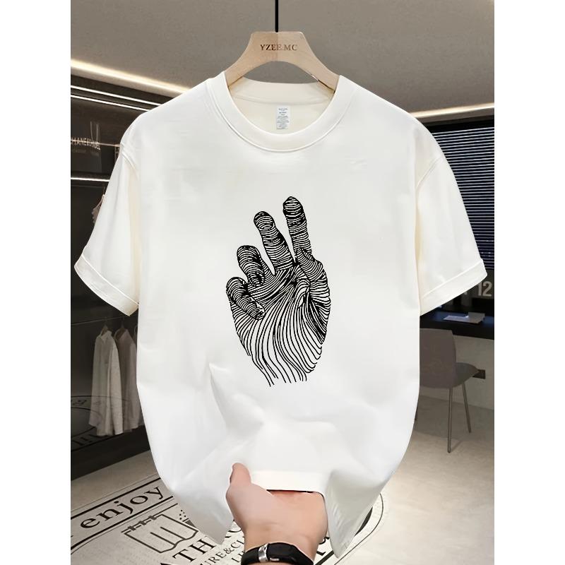 European sizes Fashion Printed Short-sleeved T-shirt for Men in Summer Heavy Pure Cotton Korean-style Japanese-style Printed Versatile Tops