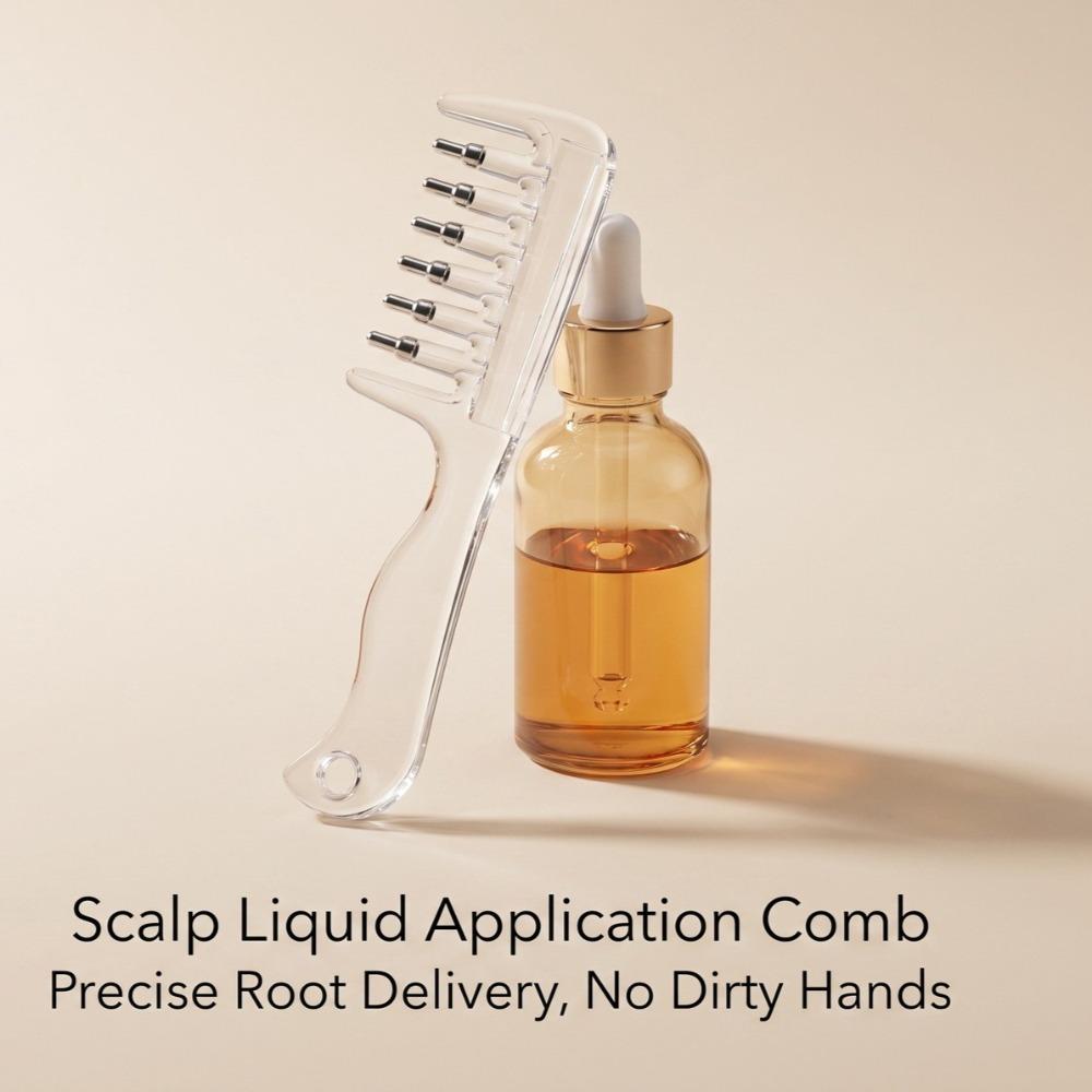 Scalp Hair Oil Applicator Comb, Elastic Roller Ball Liquid Guiding Massage Comb for Hair Growth Anti‑Hair Loss Essential Oil Hair Care Tool