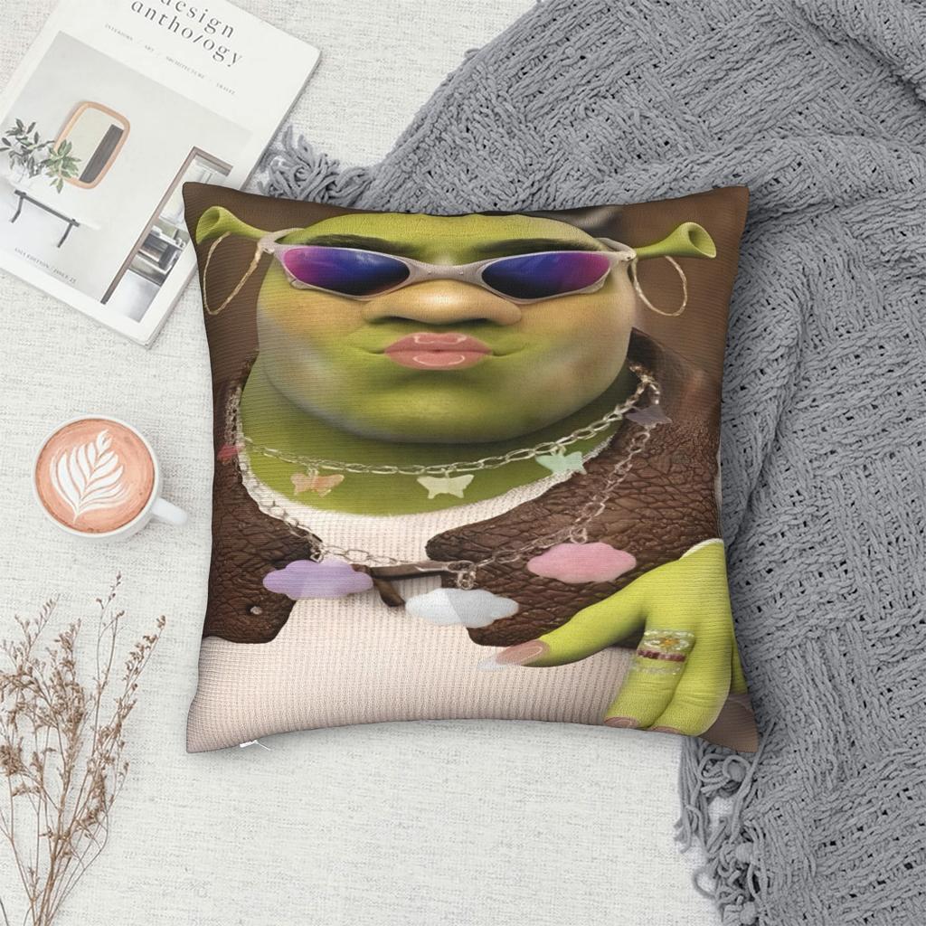 Federa Cuscino Stampata Meme Divertente di S-Shrek Copricuscino per Cuscino da Lancio Decorazioni per la Casa Y2K Con Cerniera Varie Misure