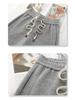 Women's Gray Scimitar High-Waisted Wide-Leg Sweatpants, 2025 Spring/Autumn Collection - Slimming, Loose, Straight-Leg Casual Sports.