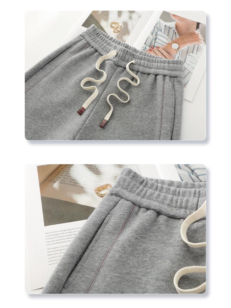 Women's Gray Scimitar High-Waisted Wide-Leg Sweatpants, 2025 Spring/Autumn Collection - Slimming, Loose, Straight-Leg Casual Sports.